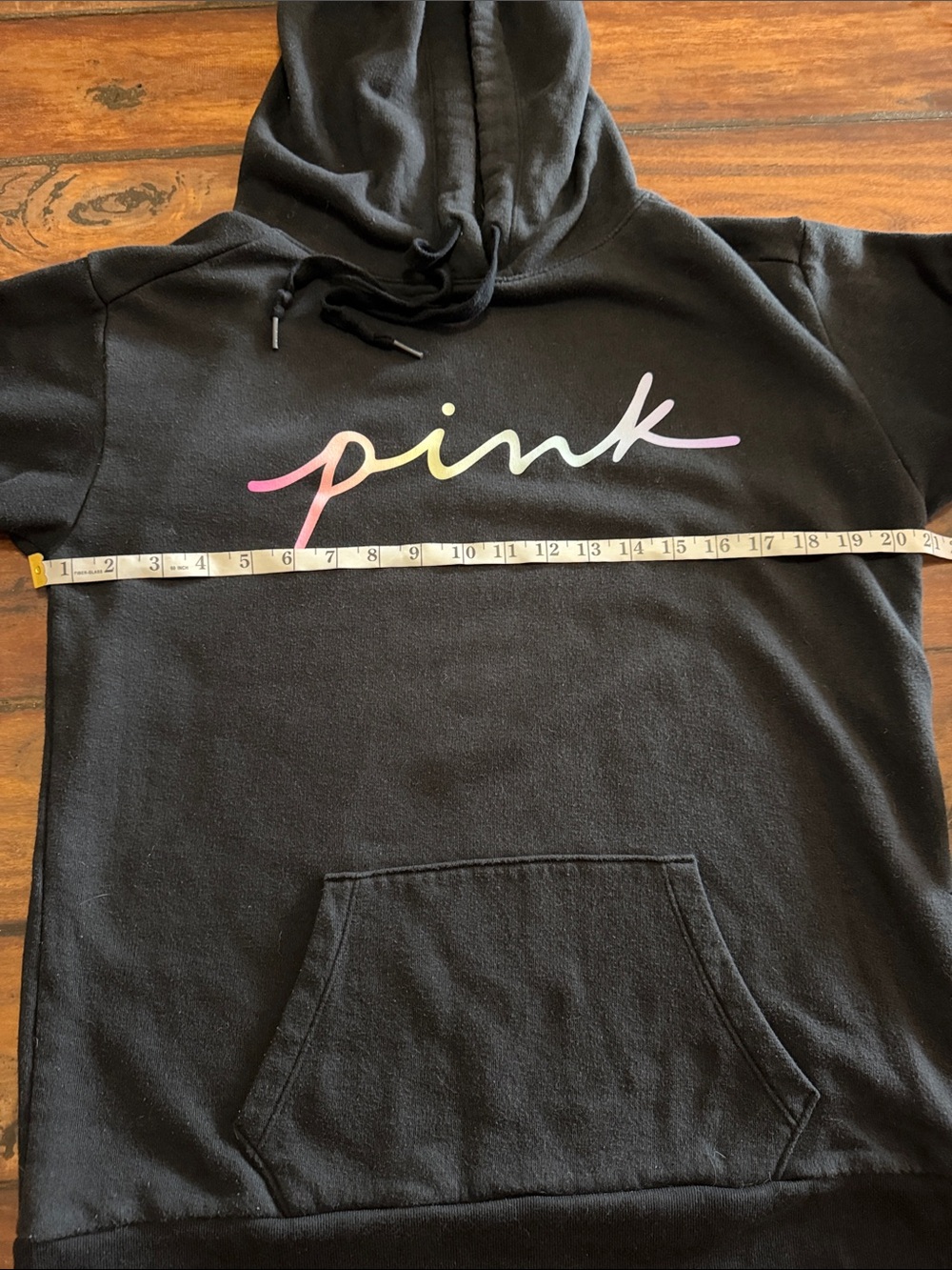 PINK Victoria's Secret Black Hoodie with Gradient Script Logo - Picture 2 of 5